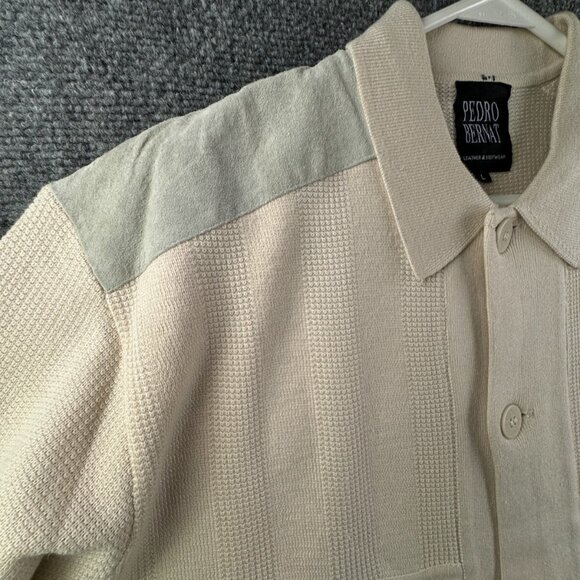 Pedro Bernardo Leather Knitwear Sweater Cardigan Women Large Ivory Button Up - Picture 8 of 13